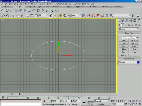 3D Studio Max: Ellipse (Эллипс) - создает одноименную замкнутую кривую по двум осям