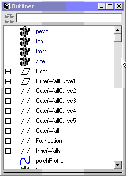 Maya: Процесс добавления объекта в слой после его выделения в окне диалога Outliner