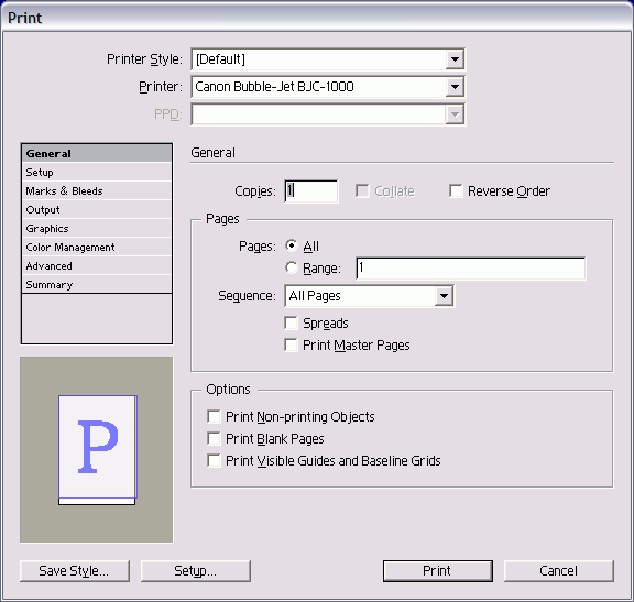 Print options. Стандартные параметры печати. Подготовка к печати в INDESIGN. Диалоговое окно при печати документа. Установка параметров печати вывод документа на печать.