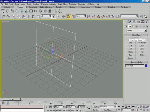 3D Studio Max: Section (Сечение) - создание сплайнов на основе сечений трехмерных объектов плоскостью