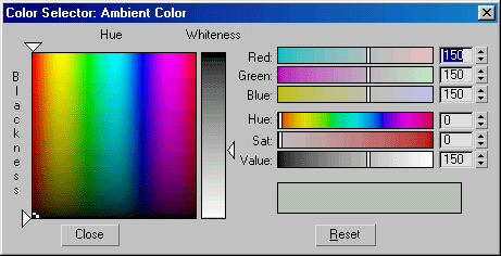 3D Studio Max: Диалоговое окно Color Selector (Выбор Цвета)