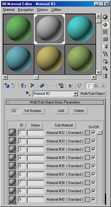 3D Studio Max: Свиток Миlti/Sub-Object Basic Parameters (Основные Параметры Составного Материала)