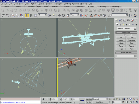 3D Studio Max: Сцена «Летящий Аэроплан»