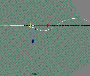Maya: Результат редактирования формы CV-кривой в окне проекции Тор 1.