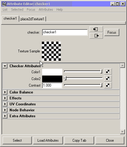 Maya: Раздел Checker Attribute в окне диалога Attribute Editor