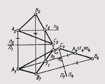 Метод замены плоскостей проекций треугольник