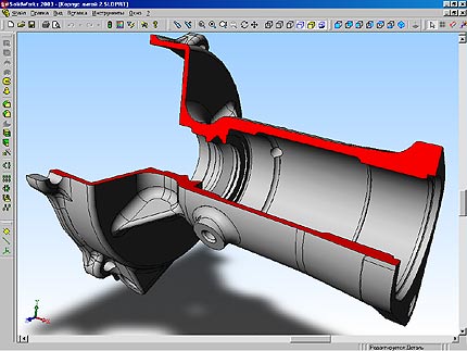  Рис. 6. Трехмерная модель детали 'Корпус', созданная в SolidWorks 